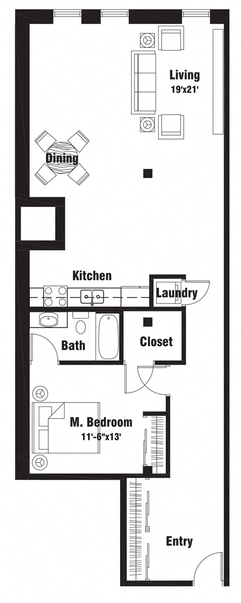 A17 Floor Plan at Riverpoint Lofts, Iowa, 50309